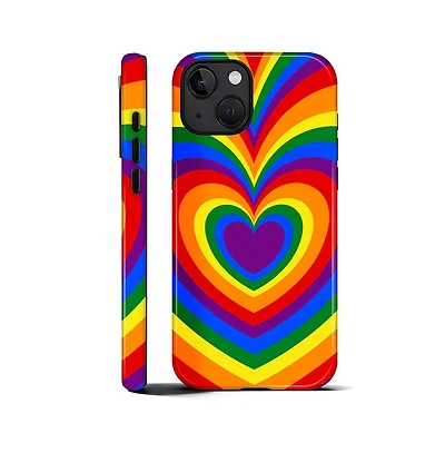 Lisen Phone Case Compatible with Apple iPhone, 2-Layer Durable, Rainbow Love Heart
