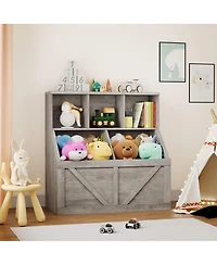 2 Set of Kids Bookshelf and Toy Storage Organizer, Nursery and Playroom, Children s Bookcase with Cabinet, Versatile for Home, School and Daycare Use