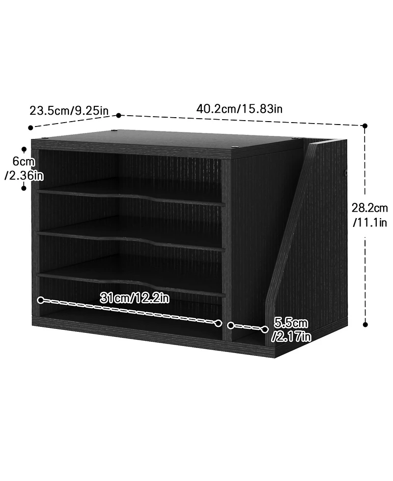 Danrong Wooden Mail Organizer Desk Adjustable Shelves Sorter File Desktop Holder For Home Office