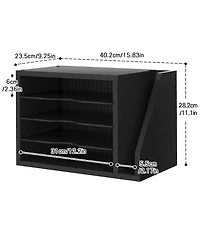 Danrong Wooden Mail Organizer Desk Adjustable Shelves Sorter File Desktop Holder For Home Office