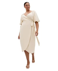 City Chic Plus Claudine V-Neck Wrap Midi Dress