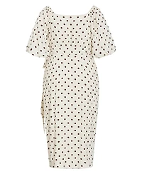 City Chic Plus Claudine Wrap Spot-Print Balloon-Sleeve Midi Dress