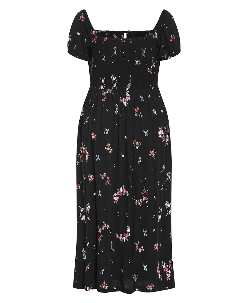 City Chic Women's Plus Size Abbie Short Sleeve Petal Print Midi Dress