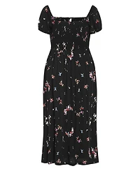 City Chic Women's Plus Size Abbie Short Sleeve Petal Print Midi Dress