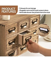 Danrong Solid Wood Desktop Storage Cabinet With Label Handles For Office Supplies And Crafts