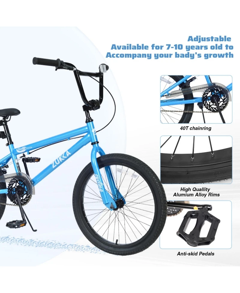 ECHTPeak 20 Inch Single Speed Freestyle Kids Mountain Bike for Boys Girls Aged 7+ Years