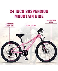 ECHTPeak 24 Inch 6-Speed Mountain Bike for Kids Boys and Girls