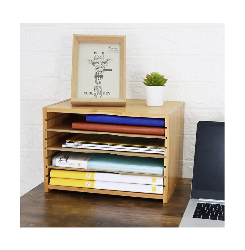 Danrong Adjustable Shelf Desktop File Organizer Paper Sorter Storage Tray