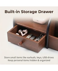 Danrong Wooden Desk Organizer With Drawer Multi Compartment Storage For Office Supplies Makeup Accessories