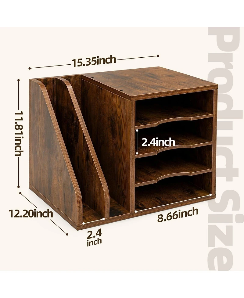 Danrong 4 Tier Wood Desk Organizer With Anti Slip Pads Easy Assembly Storage
