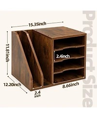 Danrong 4 Tier Wood Desk Organizer With Anti Slip Pads Easy Assembly Storage