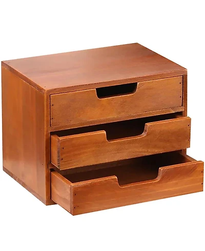 Danrong Stackable 3 Drawer Modern Wood Desktop Storage Organizer