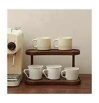 Danrong 2 Tier Wooden Desktop Organizer Storage Display Stand for Cosmetics Perfume Mugs