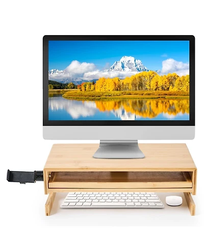 Danrong Monitor Stand Riser with Drawer and Phone Holder Non Slip Desk Organizer