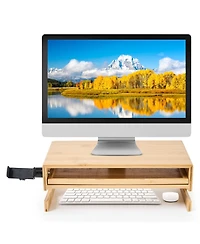 Danrong Monitor Stand Riser with Drawer and Phone Holder Non Slip Desk Organizer