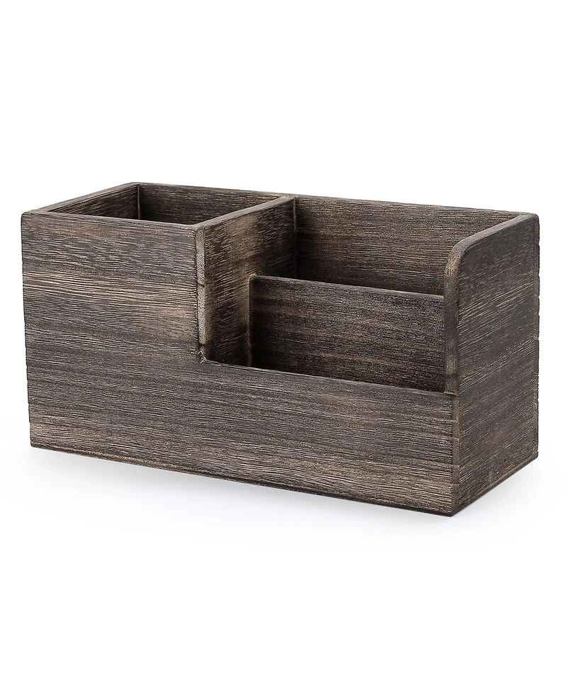 Danrong Retro Wood Desk Organizer Multi Compartment Stationery Storage Holder