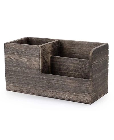 Danrong Retro Wood Desk Organizer Multi Compartment Stationery Storage Holder