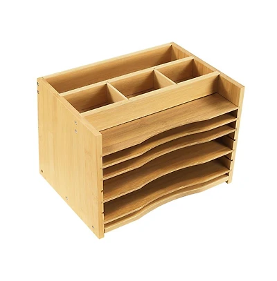 Danrong 5 Tiers Desk File Organizer Adjustable Dividers Mail Sorter