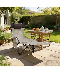 ECHTPeak Outdoor Camping Chairs Folding/Portable/Adjustable Reclining Chair(Three-Level Adjustment), Side Pockets and Cup Holder,Carry Bag