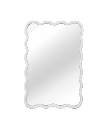 Phying 24 x 36 Inch Wavy Rectangle Wall Mirror White Solid Wood Frame Decorative Vanity Mirror Aesthetic Wall Mounted Mirror for Entryway Living Room