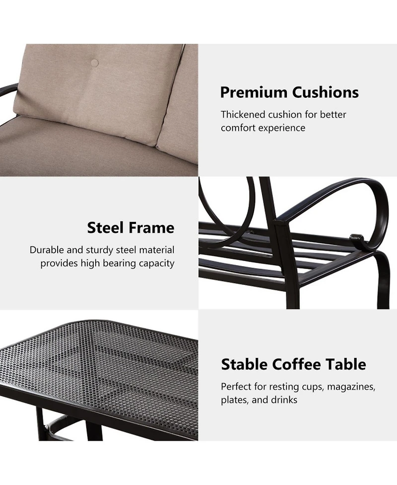 Sugift 2-Piece Outdoor Cushioned Loveseat and Coffee Table Set