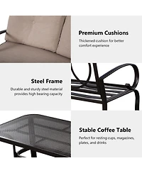 Sugift 2-Piece Outdoor Cushioned Loveseat and Coffee Table Set