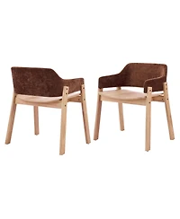Boyel Living 2-Piece Upholstered Dining Chairs with Arms, Fabric and Natural Rubberwood Frame, Farmhouse Chairs
