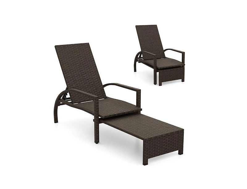 Boyel Living Patio Chaise Lounge Outdoor Rattan Lounge Chair with Retractable Ottoman