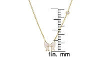 Lily Nily Girls Enamel Bow and Cubic Zirconia Bezel Station Necklace in 14k Gold