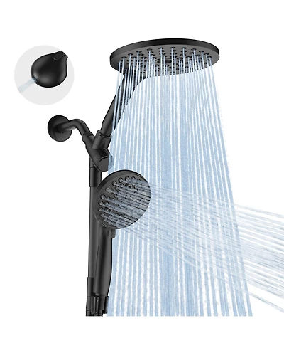 Cyqbd 8" 2-in-1 Dual Filtered Rain Shower Head Handheld Adjustable Bar