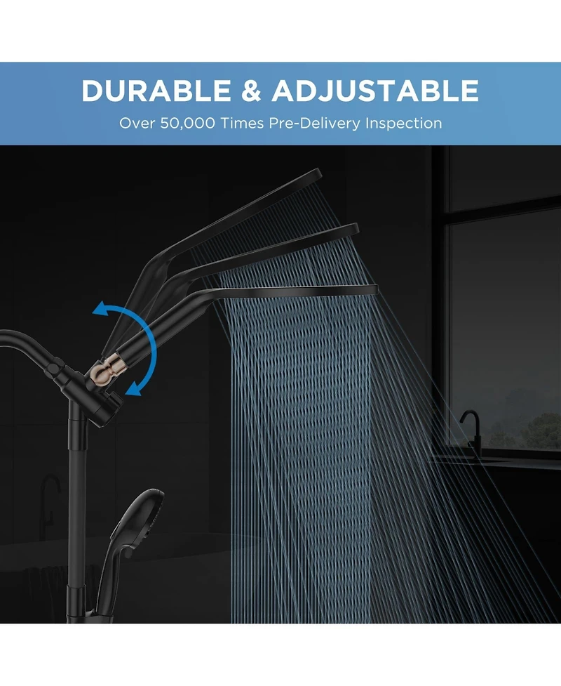 Cyqbd 8" 2-in-1 Dual Filtered Rain Shower Head Handheld Adjustable Bar
