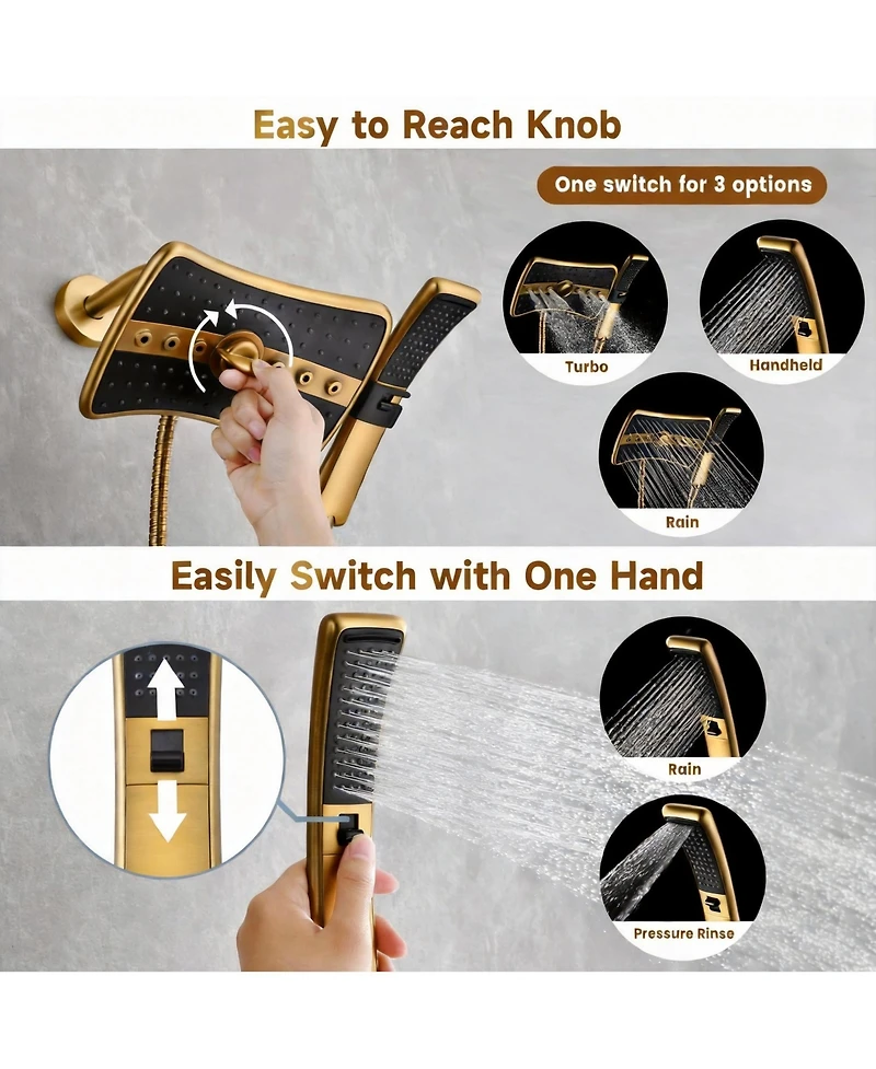 Cyqbd 2.5 Gallon Dual Shower Head Handheld High Rainfall Hose Brushed