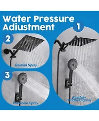 Cyqbd 8" Shower Head Rain Handheld Spray Extension Arm Flow Regulator