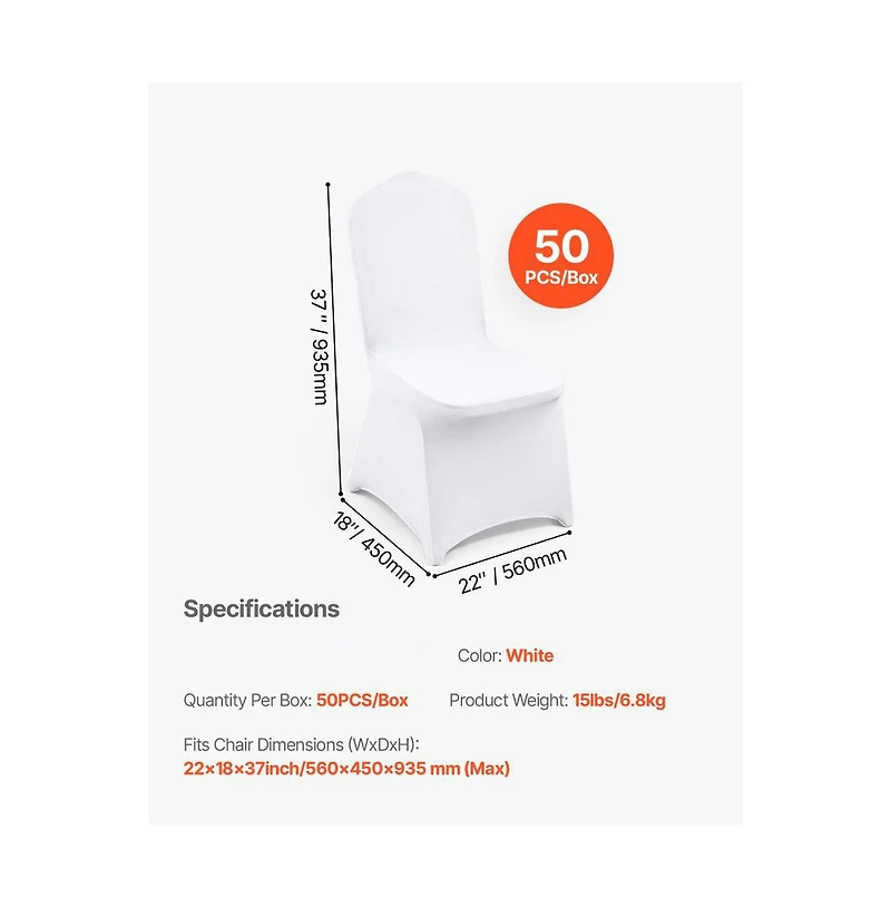 Slickblue 50 Pack Spandex Folding Chair Covers for Wedding and Events