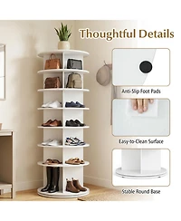 Sugfit 7-Tier Rotating Shoe Rack Tower 360 Degree Spinning Freestanding Organizer for 28 Pairs
