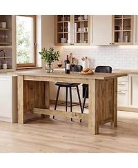 Tribesigns 63-Inch Kitchen Island with Seating, Farmhouse Stationary