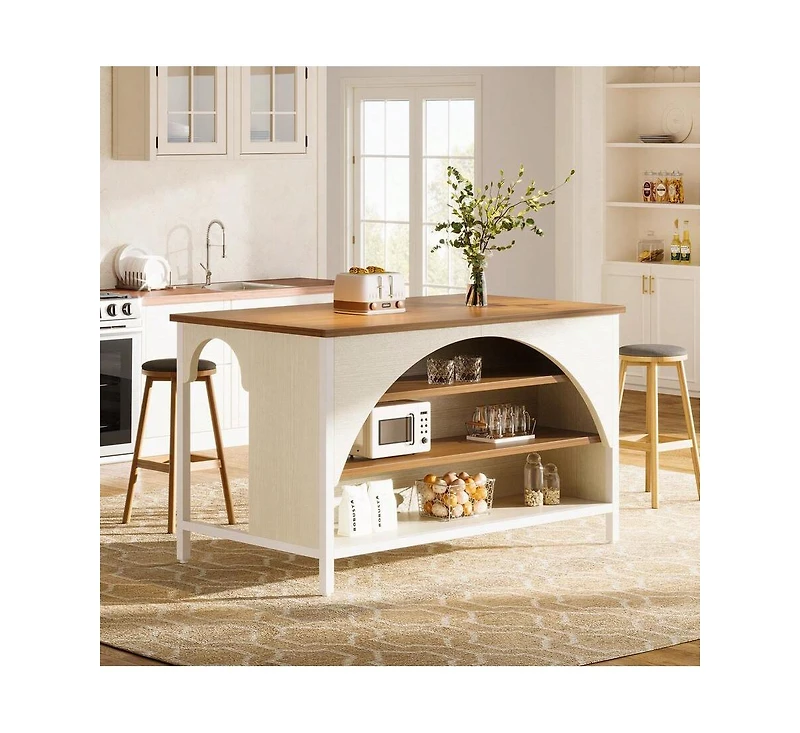 Tribesigns 55" Kitchen Island with Seating and Storage