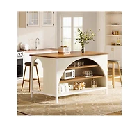 Tribesigns 55" Kitchen Island with Seating and Storage