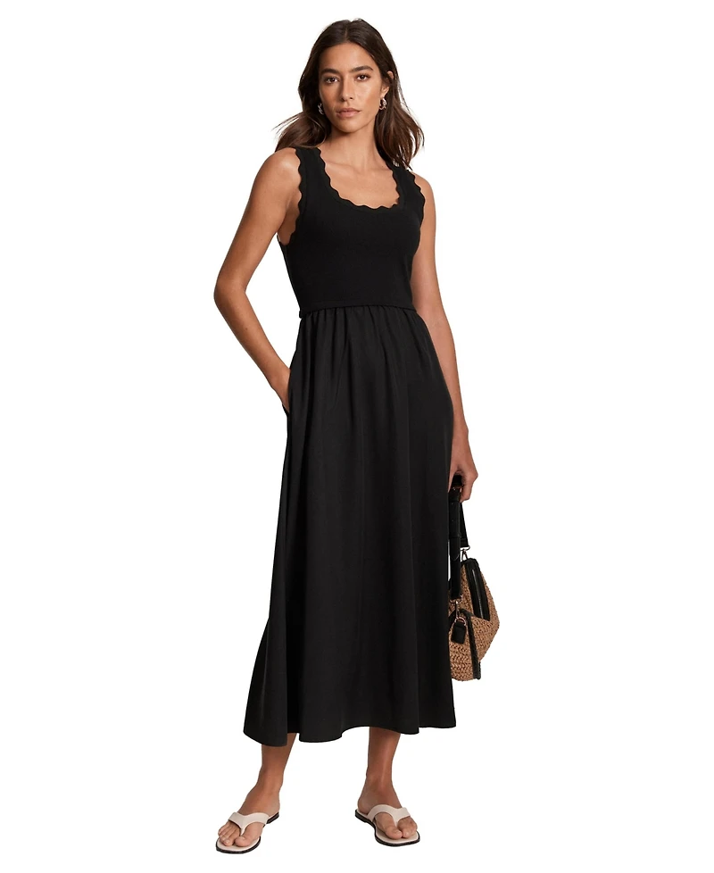 Mint Velvet Women's Scallop Short Sleeve Trim Midi Dress