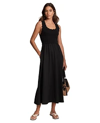 Mint Velvet Women's Scallop Short Sleeve Trim Midi Dress