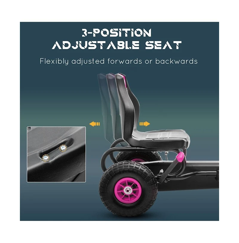 Sevorley Pedal Go-Kart with Adjustable Seat, Handbrake and Pedal Drive, Ages 5-12