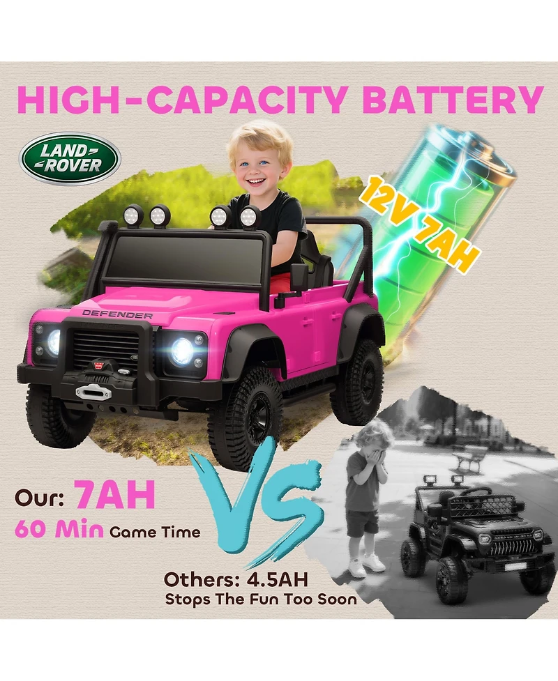 Sevorley 12V Land Rover Defender 110 Svx Ride-On Truck with Parental Remote Control, Led Lights, Ages 3-5 Years