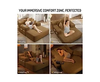 Rainsken Convertible Corduroy Sleeper Sofa with Removable Washable Cover,Side Storage High-Density Sponge,Side for Apartment Home,Small Spaces