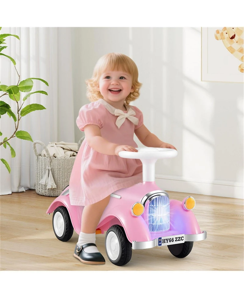 Sevorley Toddler Foot-to-Floor Ride-On Push Car with Horn, Lights and Storage, Ages 19-36 Months