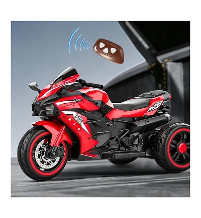 Sevorley 12V Kids Electric Ride-On Motorcycle with Rechargeable Led Lights and Music, Ages 3-6