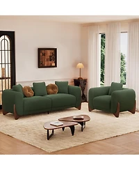 Morden Fort Contemporary Sherpa Boucle Accent Arm Chair Upholstered Living Room Chairs with Waist Cushion