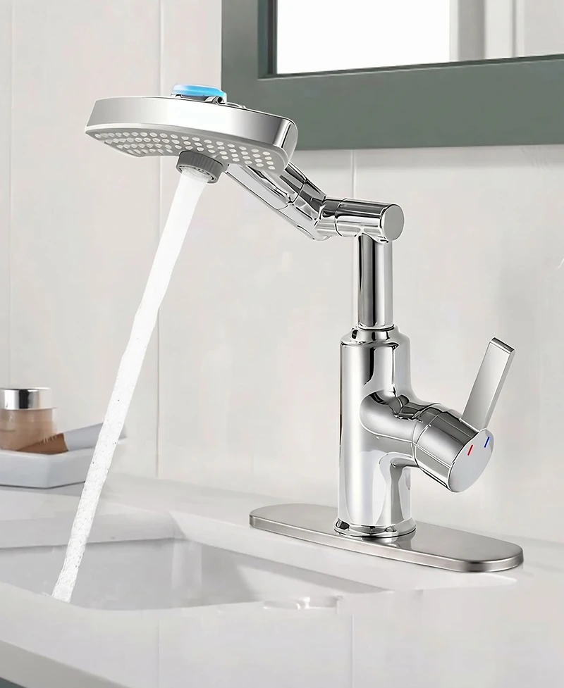 Thirtypeachy Single Handle Bathroom Sink Faucet with Led Temperature Display, 3 Water Modes and 360degree(s) Rotating Spout