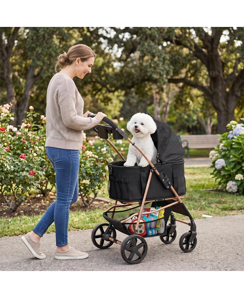 Sugift 3-in-1 Pet Stroller for Small and Medium Dogs with Detachable Carrier and Cup Holder
