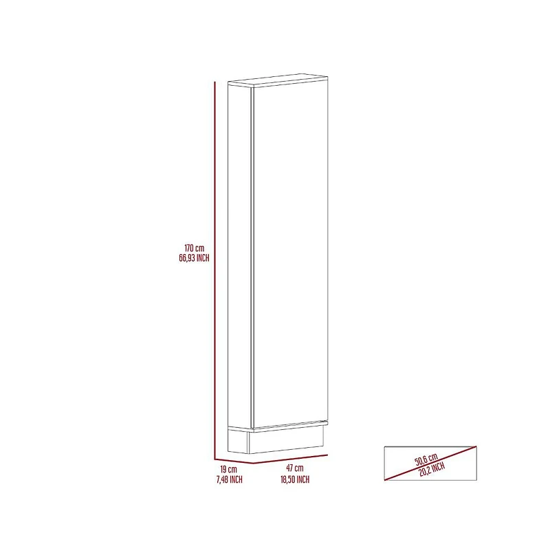 Fm Furniture Harper Shoe Storage Cabinet with Full-Length Mirror