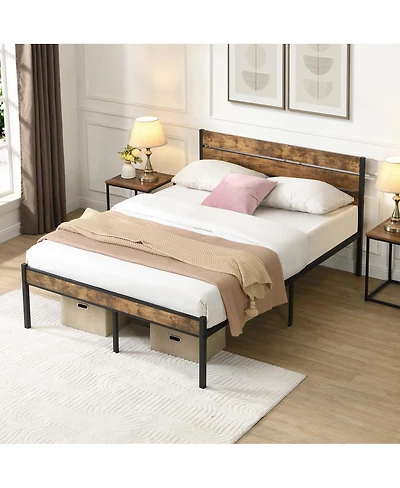 Streamdale Furniture Full Size Wood and Metal Platform Bed Frame with Storage
